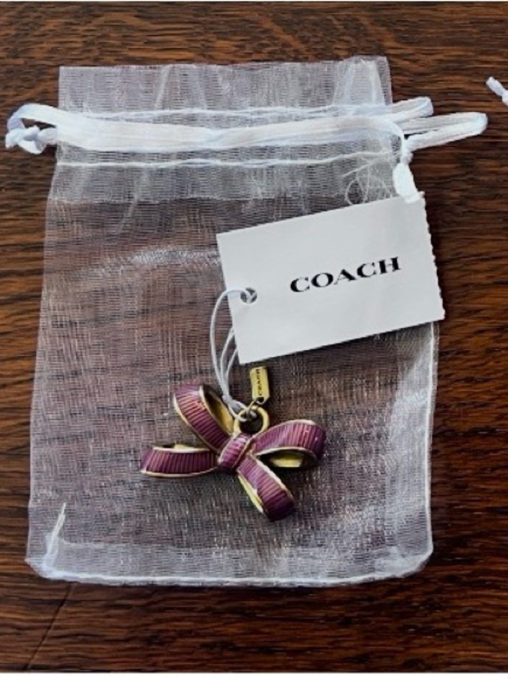 Coach Bow Charm in Pink & Gold Store Exclusive
